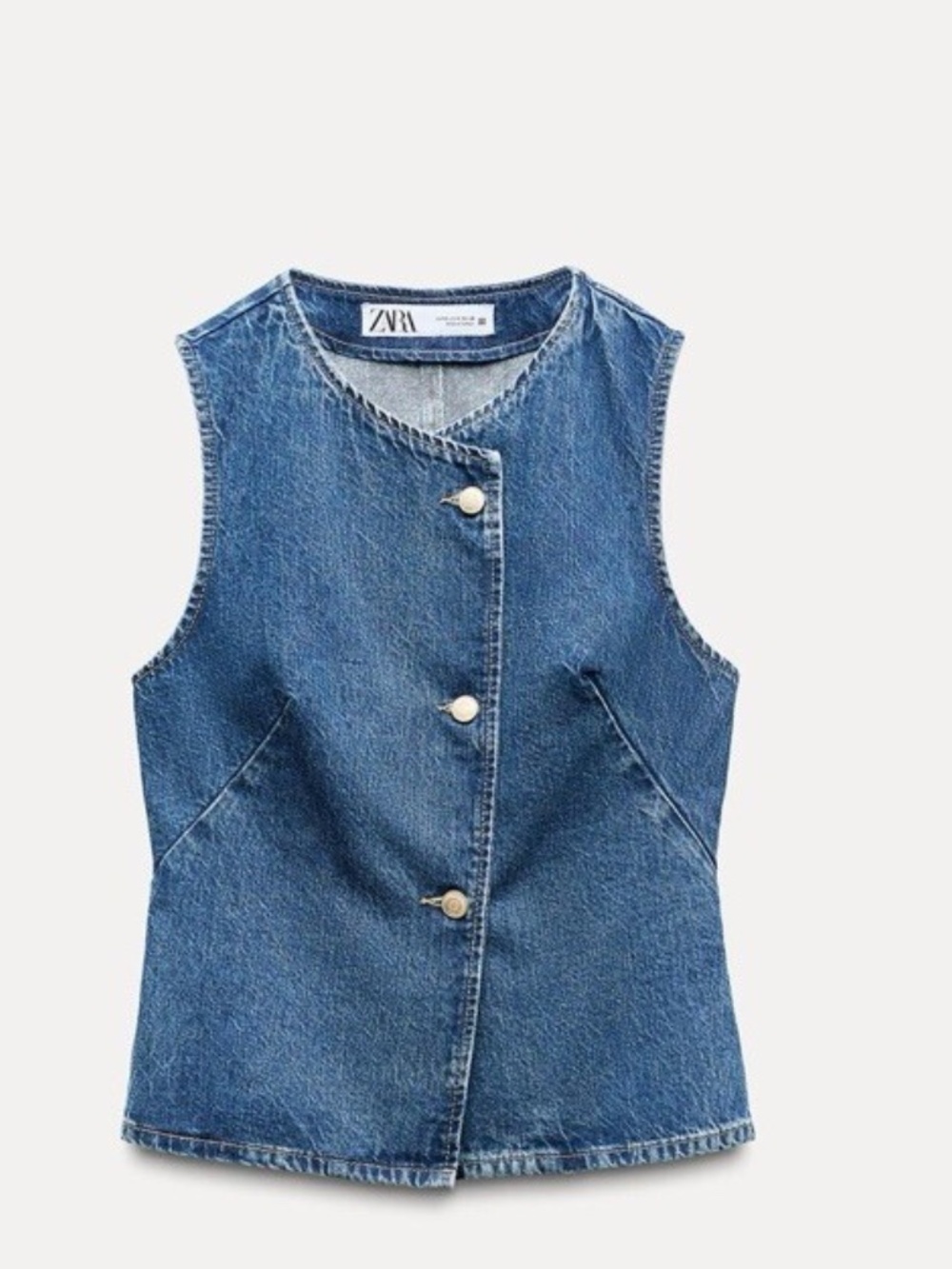 NWT Zara Dark Denim Vest with Gold Buttons (Size XL)